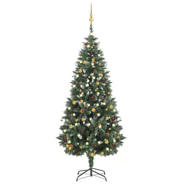 vidaXL Artificial Pre-lit Christmas Tree with Ball Set 180 cm