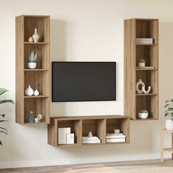vidaXL TV Cabinet Set Wall-mounted 3 pcs Artisan Oak Engineered Wood
