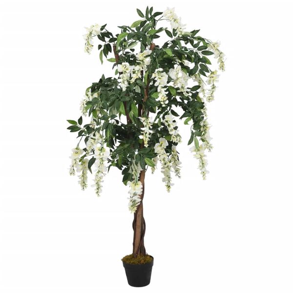 vidaXL Artificial Wisteria Tree 1260 Leaves 180 cm Green and White