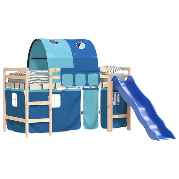 vidaXL Kids' Loft Bed with Tunnel without Mattress Blue 80x200 cm