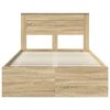 vidaXL Bed Frame with Headboard Sonoma 120 x 190 cm Solid Pine Wood