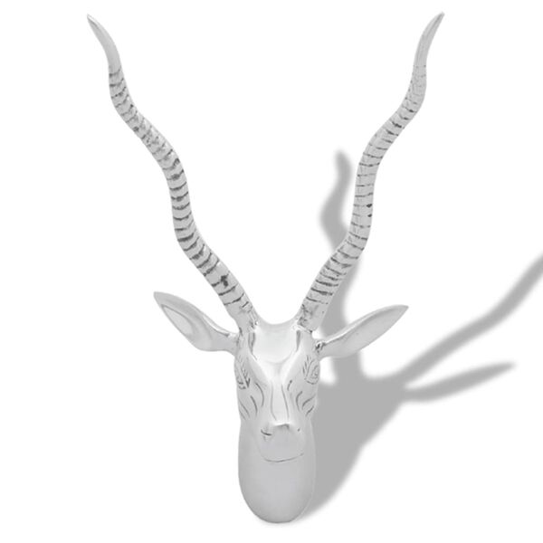 vidaXL Wall Mounted Gazelle's Head Decoration Aluminium Silver 33 cm