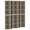 vidaXL Room Divider 5 Panels Brown and Black Solid Wood Paulownia