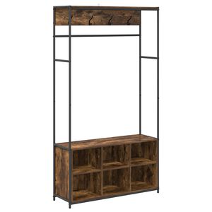 vidaXL Coat Stand with Shoes Bench Smoked Oak 100 x 32 x 180.5 cm