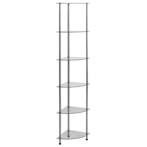 vidaXL 6-Tier Shelf Transparent 30x30x160 cm Tempered Glass