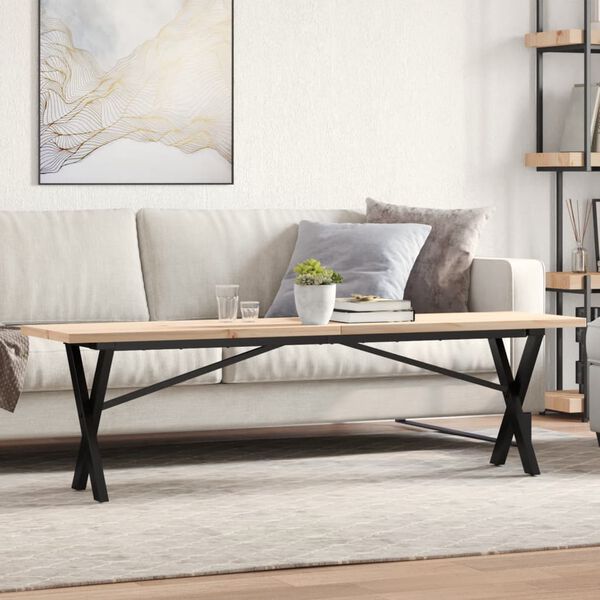 vidaXL Coffee Table X-Frame 160x40x45.5 cm Solid Wood Pine and Steel