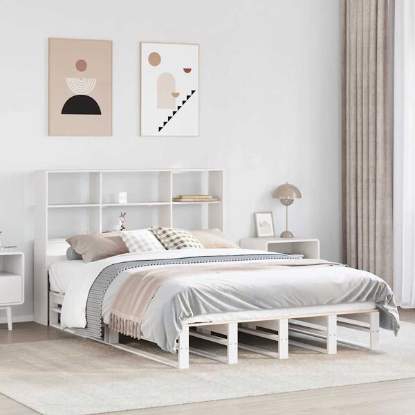 vidaXL Bookcase Bed without Mattress White 140x200 cm Solid Wood