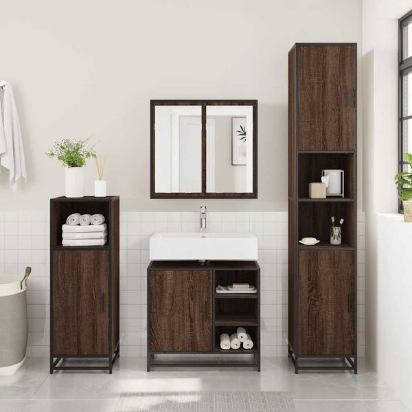vidaXL Bathroom Sink Cabinet Brown Oak 65x33x60 cm Engineered Wood