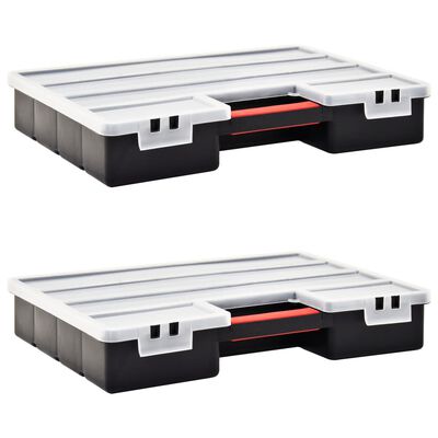 vidaXL Assortment Boxes 2 pcs with Adjustable Dividers 460x325x80 mm Plastic