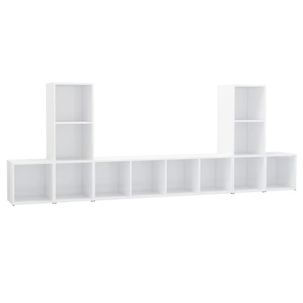 vidaXL 5 Piece TV Cabinet Set High Gloss White Engineered Wood