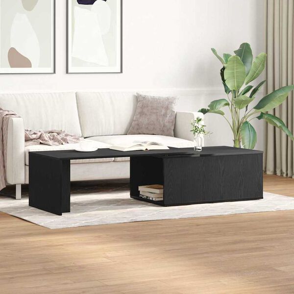 vidaXL Coffee Table Black Oak 150 x 50 x 35 cm Engineered Wood