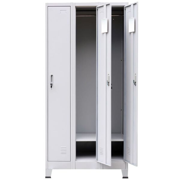 vidaXL Locker Cabinet with 3 Compartments Steel 90x45x180 cm Grey