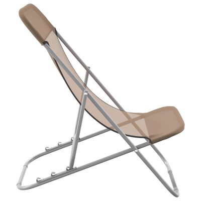 vidaXL Folding Beach Chairs 2 pcs Taupe Textilene&Powder-coated Steel