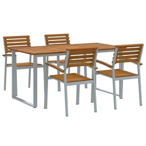 vidaXL Garden Dining Set 5 pcs Grey Solid Acacia Wood