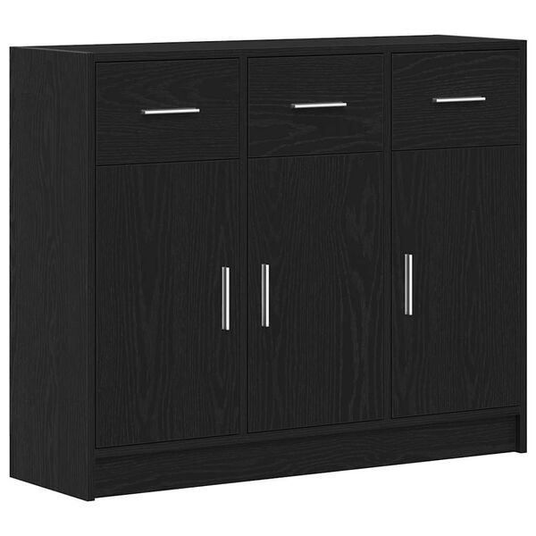 vidaXL Sideboard Black Oak 91x28x75 cm Engineered Wood