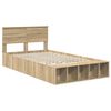 vidaXL Bed Frame with Shelf Sonoma Oak 135 x 190 cm Engineered Wood