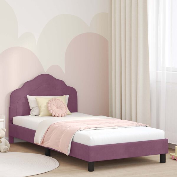 vidaXL Children's Bed Frame with Headboard Purple 80 x 200 cm Velvet