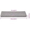 vidaXL Stair Mats 30 pcs 65x21x4 cm Light Grey Rectangular Edge