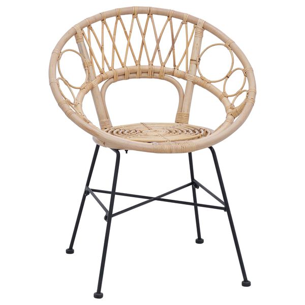vidaXL Dining Chair 2 pcs Natural 49 x 51 x 81 cm Rattan and Iron