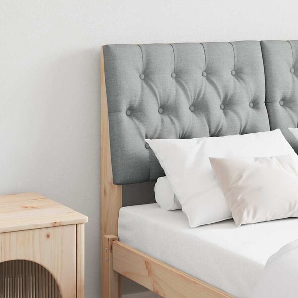 vidaXL Upholstered Headboard Light Grey 120 cm Solid Pine Wood