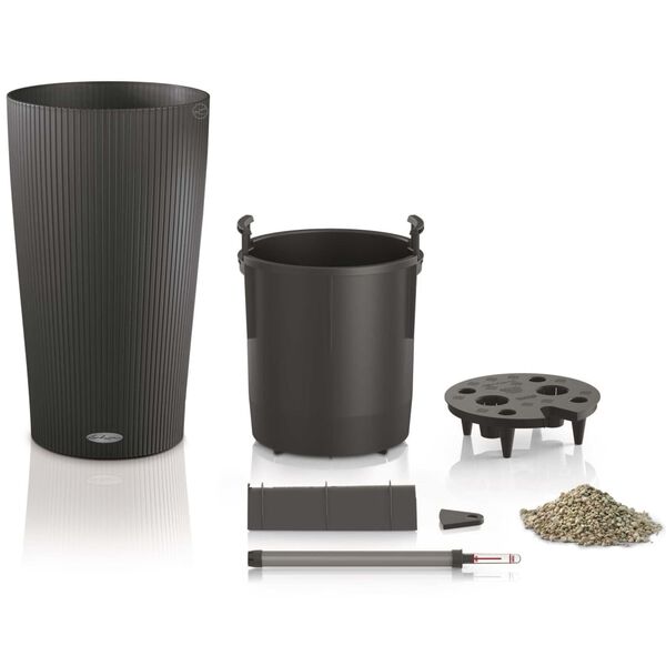 LECHUZA Planter Cilindro Color 32 ALL-IN-ONE Slate 13953