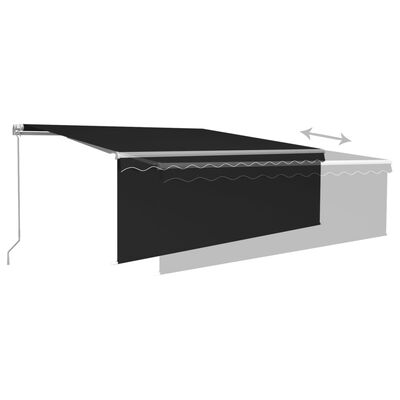 vidaXL Manual Retractable Awning with Blind&LED 4x3m Anthracite