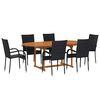 vidaXL 7 Piece Garden Dining Set Poly Rattan Black