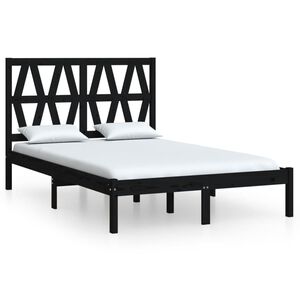 vidaXL Bed Frame without Mattress Black Solid Wood 140x190 cm (810001+818624)