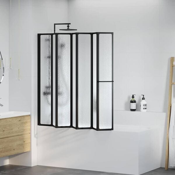 vidaXL Shower Screen Folding Black 168 x 140 cm Aluminium