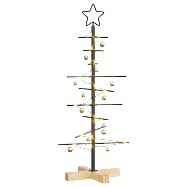 vidaXL Metal Christmas Tree with Stand Black 90 cm Powder-coated steel
