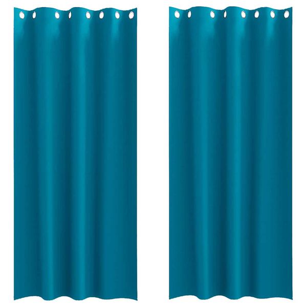 vidaXL Blackout Curtains with Rings 2 pcs Turquoise 260 x 140 cm