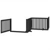 vidaXL Dog Gate with Door Foldable 8 Panels Black 640 cm Poplar Wood