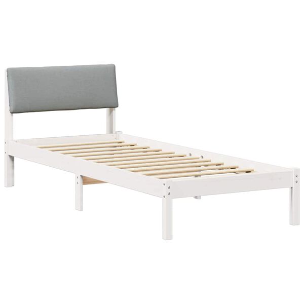 vidaXL Bed frame White and light grey 75 x 190 cm Solid pine wood