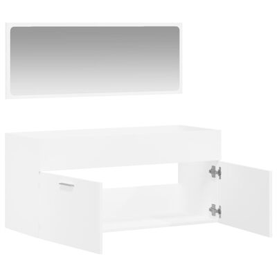 vidaXL Bathroom Cabinet with Mirror White Engineered Wood