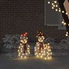 vidaXL Lighted Snowman Family 3 pcs Warm White Polyester