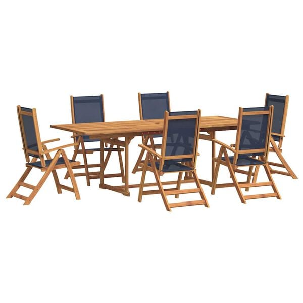 vidaXL 7 Piece Garden Dining Set Solid Wood Acacia and Textilene