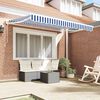 vidaXL Retractable Awning Manual Blue and White 300 x 200 cm