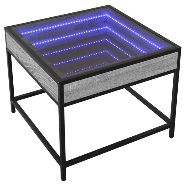 vidaXL Coffee Table with Infinity LED Grey Sonoma 50x50x41 cm