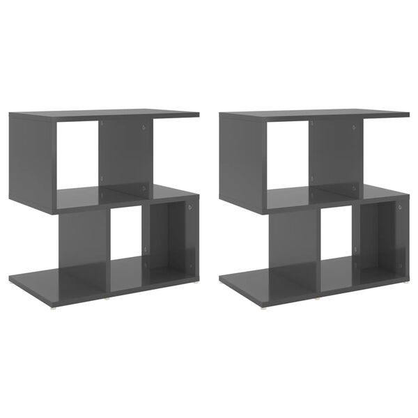 vidaXL Bedside Cabinets 2 pcs High Gloss Grey 50x30x51.5 cm Engineered Wood