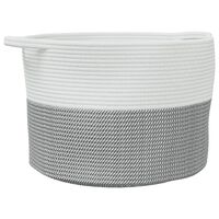 vidaXL Laundry Basket Grey and White Ø55x36 cm Cotton