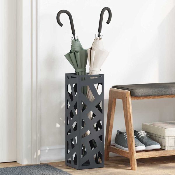 vidaXL Umbrella Stand Anthracite 15.5 x 15.5 x 49 cm Steel