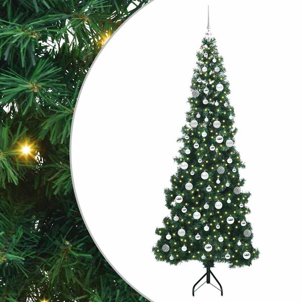 vidaXL Corner Artificial Christmas Tree Green 210 cm PVC and Metal