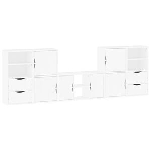vidaXL 5 Piece TV Units with Storage "ODDA" White Solid Wood Pine