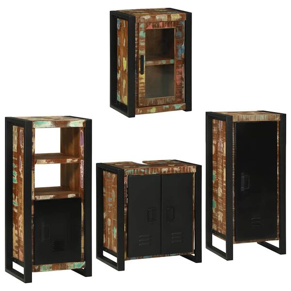 vidaXL Bathroom Furniture Set 4 pcs Multicolour Solid Reclaimed Wood