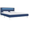 vidaXL Bed Frame with LED without Mattress Blue Fabric 135x190 cm Double