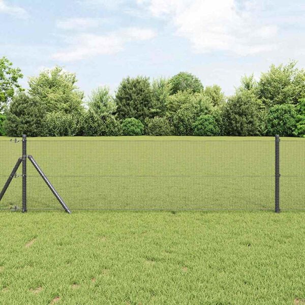 vidaXL Fence Post Grey 50 x 0.4 m (12 x 12 mm mesh) Steel and PVC