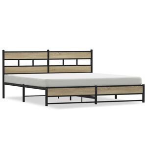 vidaXL Metal Bed Frame without Mattress Sonoma Oak 180x200 cm