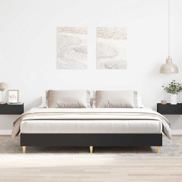 vidaXL Bed Frame No Mattress Black 200x200 cm Engineered Wood