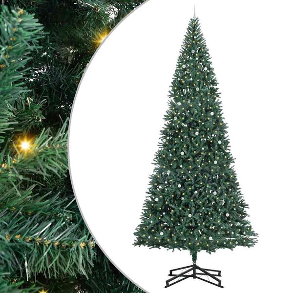 vidaXL Artificial Pre-lit Christmas Tree with Ball Set Green 500 cm