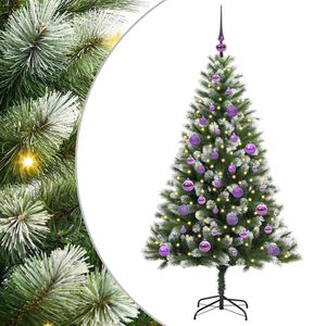 vidaXL Artificial Hinged Christmas Tree with Flocked Snow 150 cm